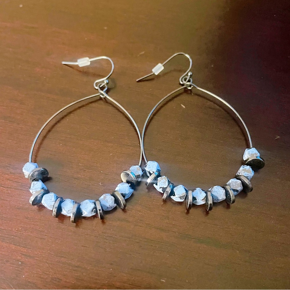 Handmade Hoop Stone Earrings